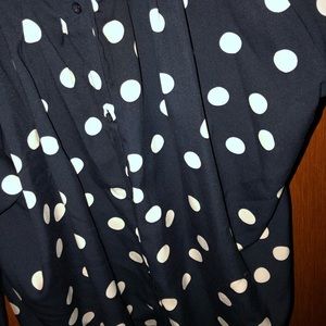 Navy and Tan Polka Dot Blouse